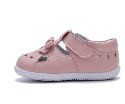 Vanessa rosa zapato infantil de piel para bebés que gatean o dan sus primeros pasos